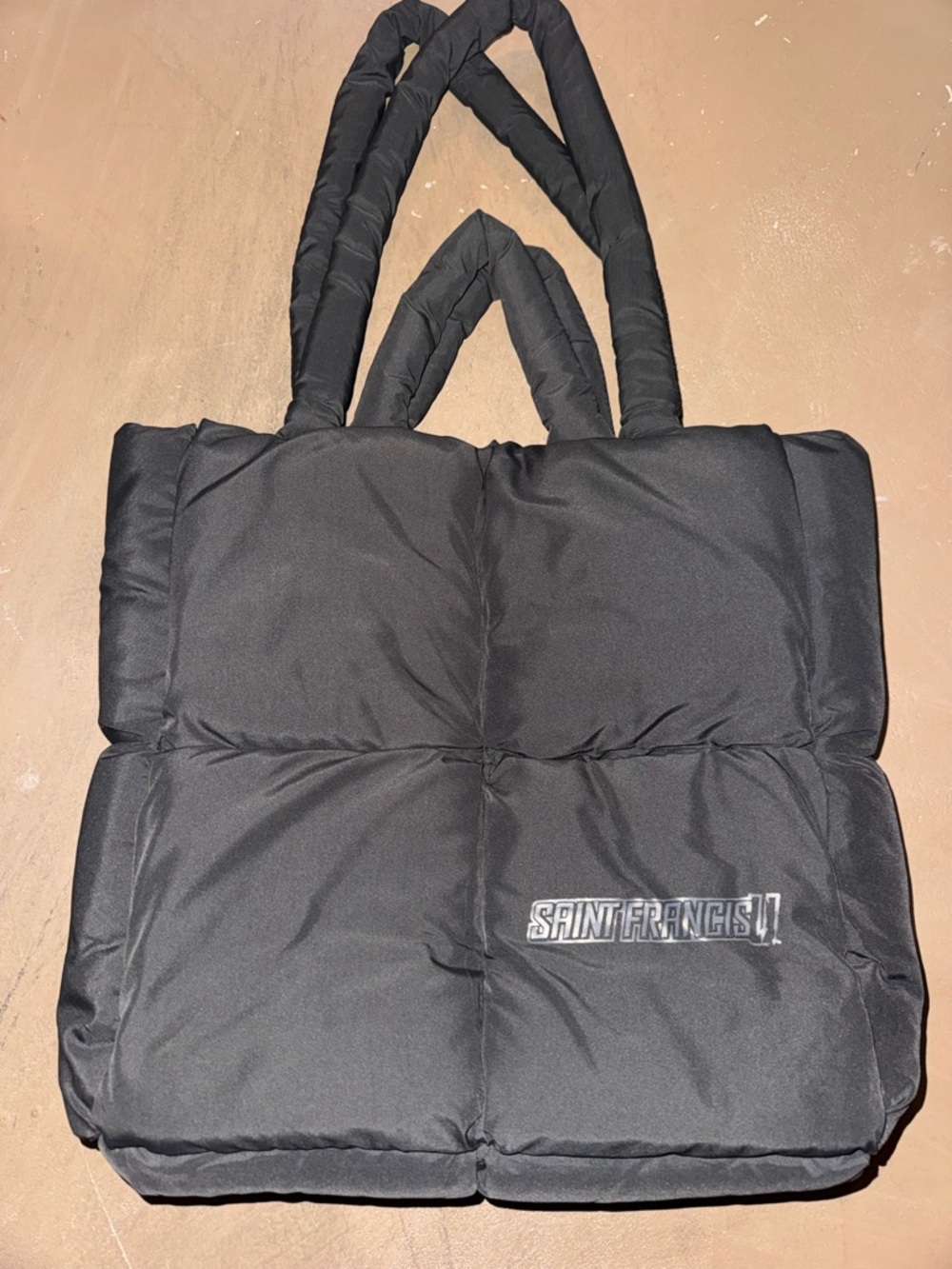 SAINT FRANCIS Quilted Black Puffer Tote